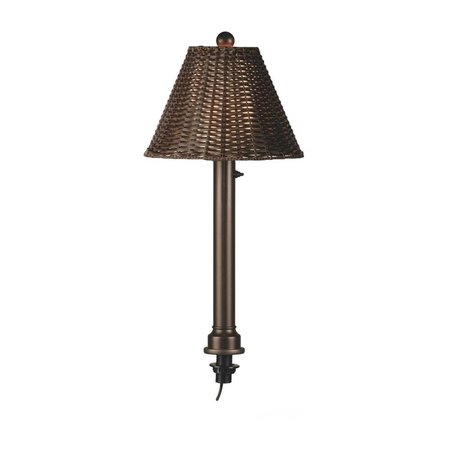 BRILLIANTBULB Umbrella Table Lamp 17777 with 2 in. bronze tube body and walnut all-weather wicker shade BR2632129